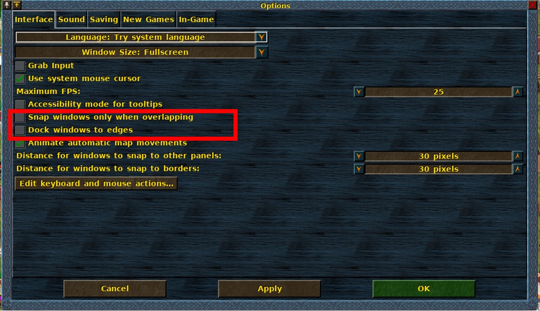 docking options